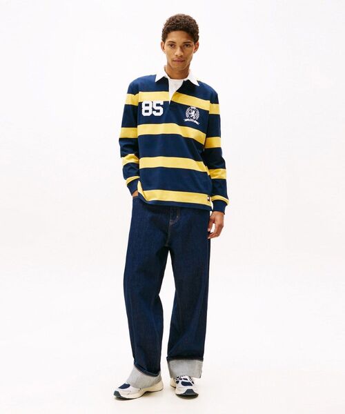 TOMMY JEANS ポロシャツ リラックスボーダーラガーシャツ メンズ