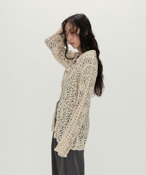 NUJOH リネンシャツ ブラウス シャツ Crochet Lace Blouse / クロシェ