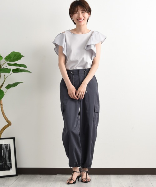 「INTERPLANET」 半袖カットソー FREE ライトグレー レディース_画像3