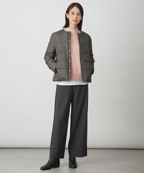 PRADA ノーカラー　ライトダウン シャンパングレー　ショート　春コート PRADA ノーカラーライトダウン シャンパングレーショート春コート