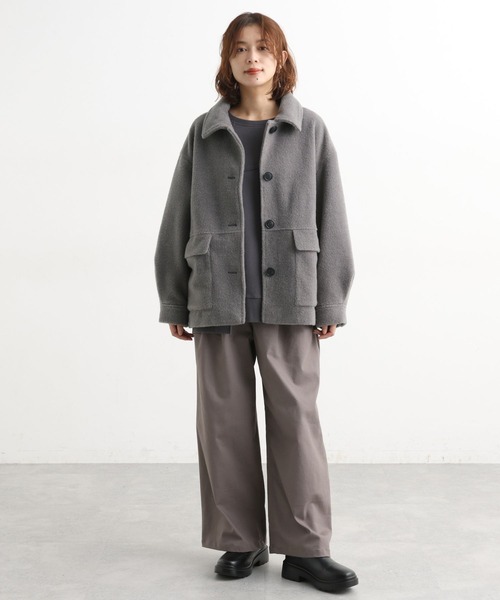 極美品 GALERIE VIE ファインウール ジップアップブルゾン S グレー studio CLIP（スタディオクリップ） ブルゾン アウター ウールライク