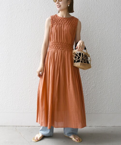 SHIPS any 「SHIPS any」 ノースリーブワンピース ONE SIZE オレンジ