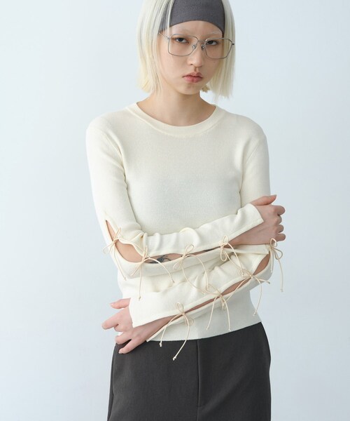 コードエー（CODE A）/ribbon slit pullover CODE A ニット セーター ribbon slit pullover レディース : ZOZOTOWN