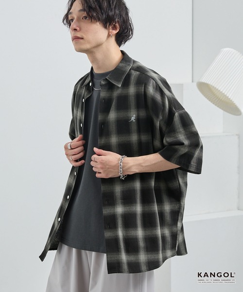 「KANGOL」 半袖シャツ「mono-martコラボ」 L ネイビー メンズ_画像2