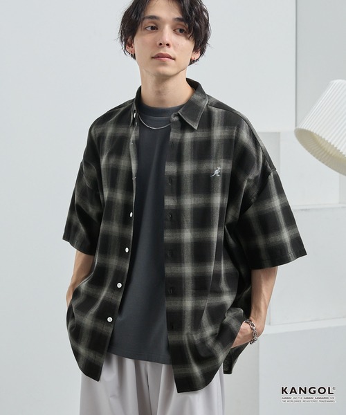 「KANGOL」 半袖シャツ「mono-martコラボ」 L ネイビー メンズ_画像3