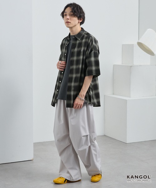 「KANGOL」 半袖シャツ「mono-martコラボ」 L ネイビー メンズ_画像5