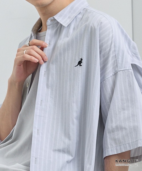 「KANGOL」 半袖シャツ「mono-martコラボ」 L ネイビー メンズ_画像7