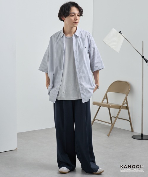 「KANGOL」 半袖シャツ「mono-martコラボ」 L ネイビー メンズ_画像8