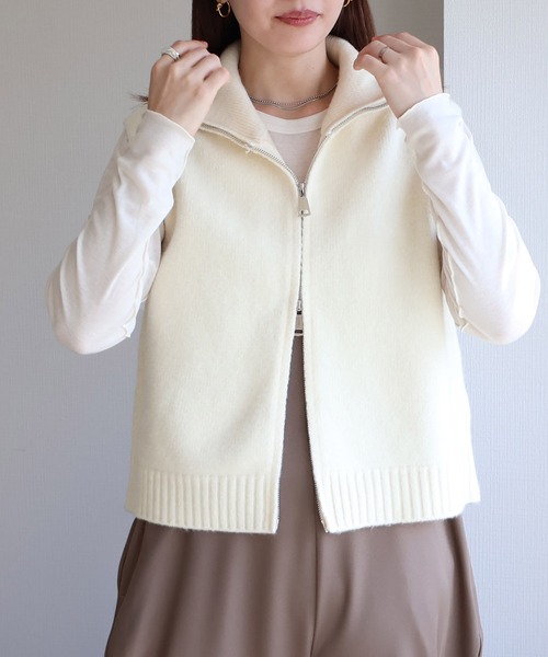 JUN AND ROPE レディース ベスト ホワイト サイズ：S JUN&ROPE ジュン アンド ロペ ジップベスト ホワイト系