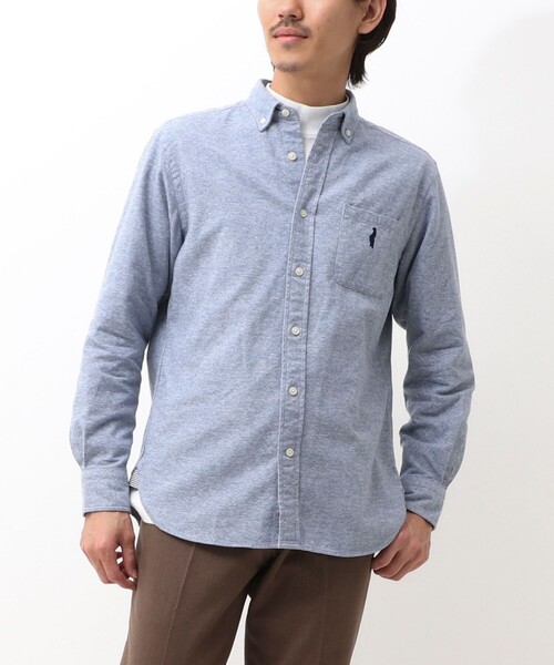 未使用 25SS MHL. ノーカラーシャツ ライトグレー Ⅱ NOLLEY'S LIGHT（ノーリーズライト） シャツ 「オリジナルファブリック