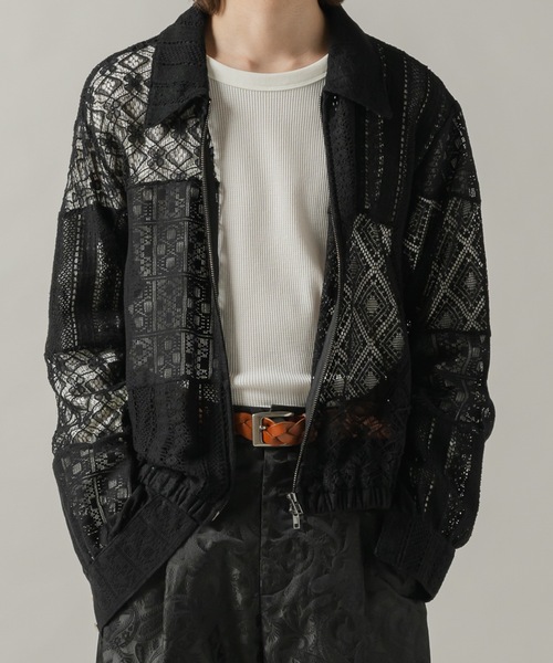 25SS【DES PRÉS】パッチワークレース ノーカラーブルゾン Casper John（キャスパージョン） ブルゾン アウター Patchwork lace