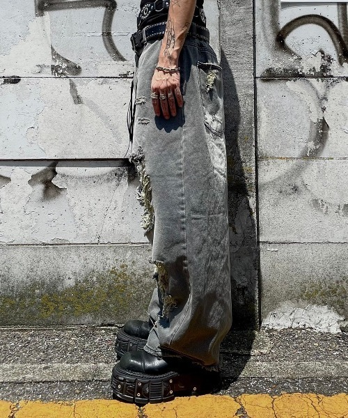 「XU」 デニムパンツ M グレー メンズ_画像4