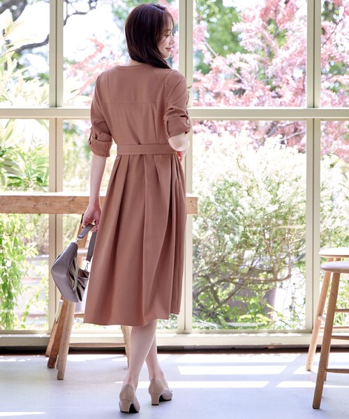 「Tiaclasse」 長袖ワンピース XX-LARGE チャコールグレー レディース_画像5