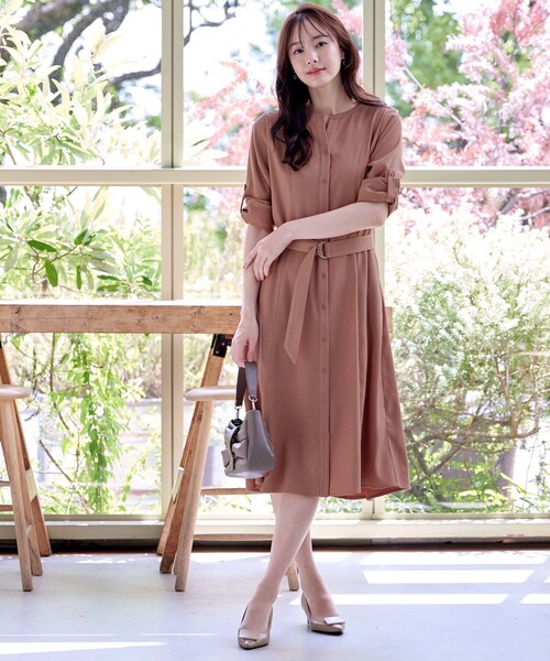 「Tiaclasse」 長袖ワンピース XX-LARGE チャコールグレー レディース_画像7