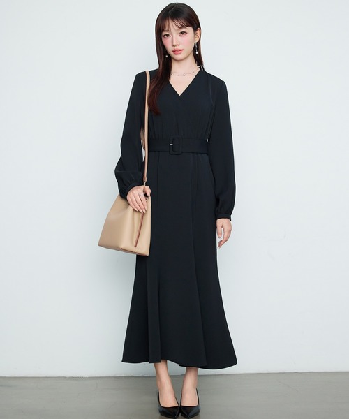 【美しい】【新品未使用】レディース カシュクール　中国風ワンピース レトロ ワンピース レトロワンピース レディース 2色 S-L 長袖 レトロ 韓国