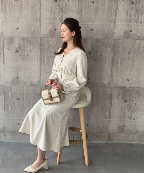 【美しい】【新品未使用】レディース カシュクール　中国風ワンピース レトロ ワンピース レトロワンピース レディース 2色 S-L 長袖 レトロ 韓国