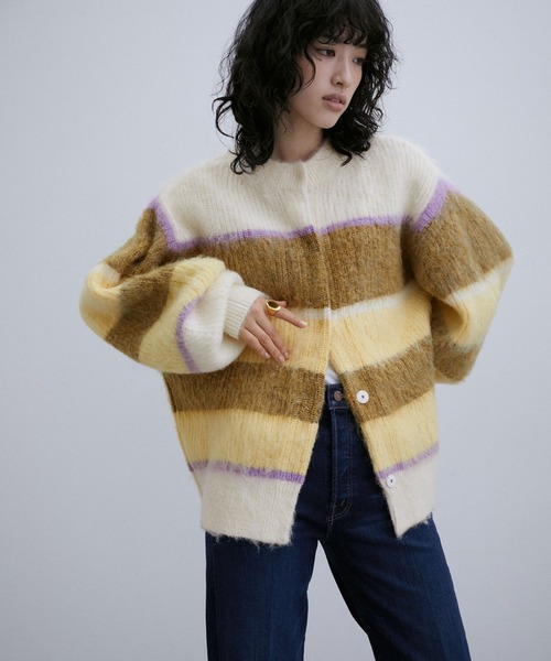 「ADAM ET ROPE'」 ニットカーディガン FREE キナリ レディース_画像2