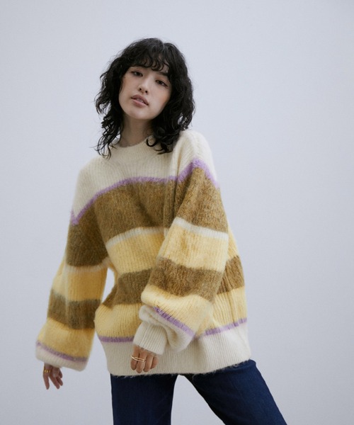 「ADAM ET ROPE'」 ニットカーディガン FREE キナリ レディース_画像3