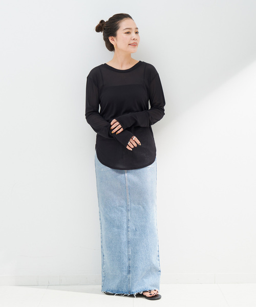 「B.C STOCK」 「Simplicite」長袖カットソー FREE ホワイト レディース_画像2