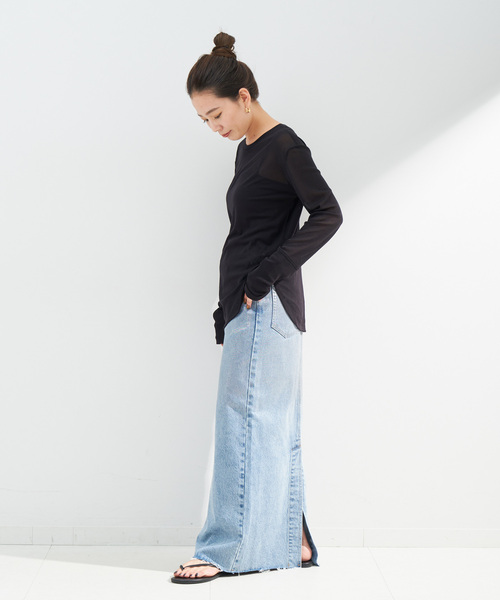 「B.C STOCK」 「Simplicite」長袖カットソー FREE ホワイト レディース_画像3