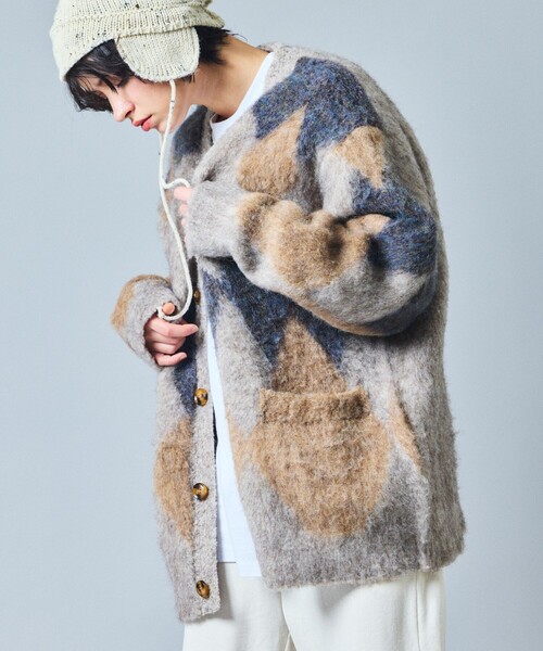 「FREAK'S STORE」 ニットカーディガン MEDIUM ネイビー メンズ_画像7