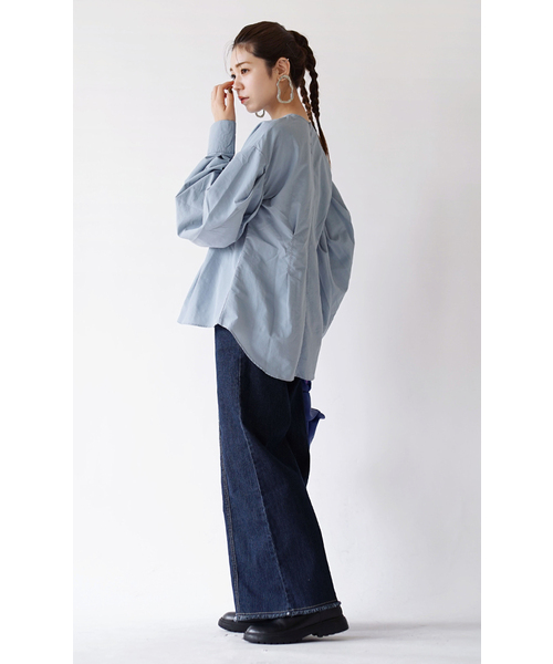 「e-zakkamania stores」 長袖ブラウス M ライトブルー レディース_画像7