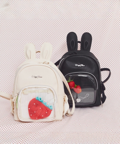 レトロ　mezzo piano メゾピアノ　うさぎのミミちゃん　赤リュック　希少 mezzo piano Junior（メゾピアノ ジュニア） リュック うさ耳レース