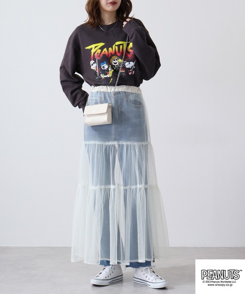 「PEANUTS」 スウェットカットソー LL アイボリー レディース_画像3