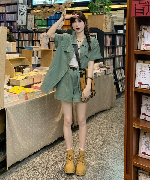 FAVORITO セットアップ デニムジャケットショートパンツセットアップ