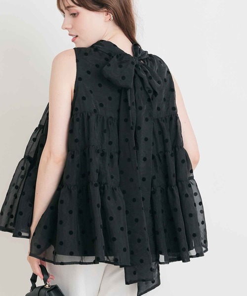 PICCIN PERLA ブラウス シャツ フロッキードットティンカーブラウス