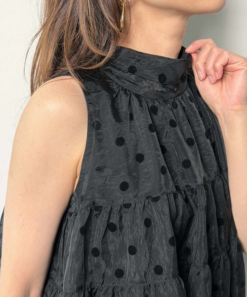 PICCIN PERLA ブラウス シャツ フロッキードットティンカーブラウス
