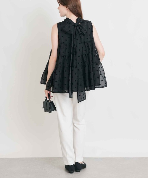 PICCIN PERLA ブラウス シャツ フロッキードットティンカーブラウス
