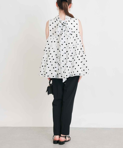 PICCIN PERLA ブラウス シャツ フロッキードットティンカーブラウス
