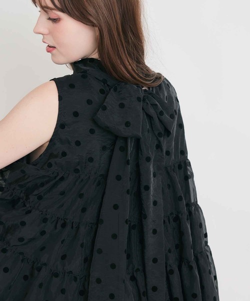 PICCIN PERLA ブラウス シャツ フロッキードットティンカーブラウス