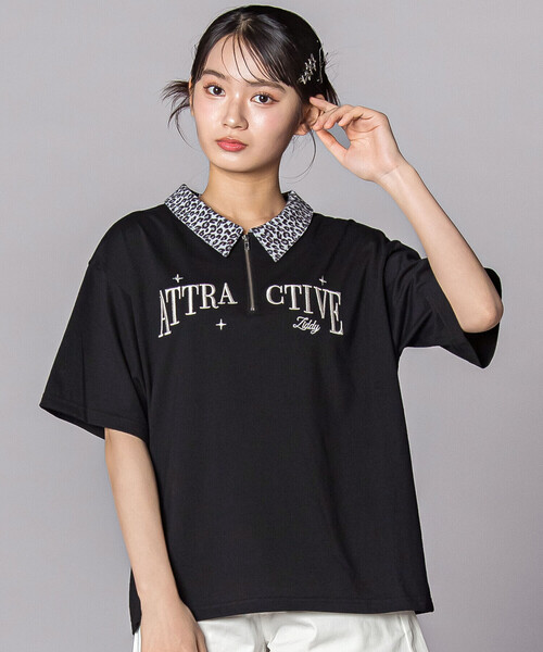 ZIDDY（ジディー） tシャツ ヒョウ柄ハーフジップTシャツ(130~160cm