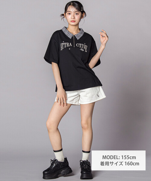 ZIDDY（ジディー） tシャツ ヒョウ柄ハーフジップTシャツ(130~160cm