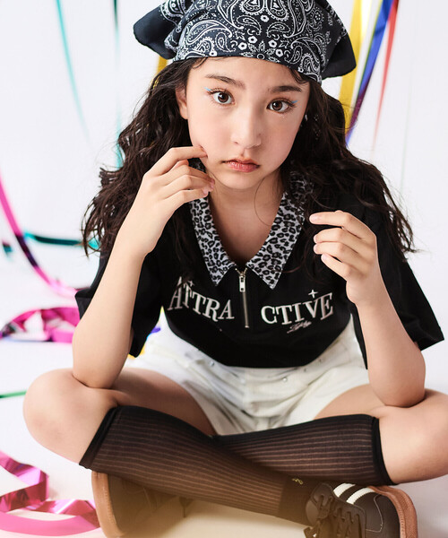 ZIDDY（ジディー） tシャツ ヒョウ柄ハーフジップTシャツ(130~160cm