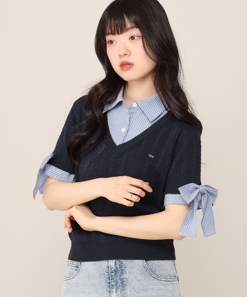 Heather（ヘザー） サマーニット ニット セーター ドッキングリボン 