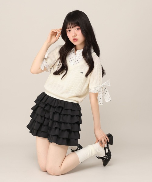 Heather ドッキングリボンニット Heather（ヘザー） サマーニット ニット セーター ドッキングリボン
