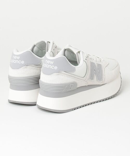 「New Balance」 ローカットスニーカー 23.5cm ホワイト×グレー レディース_画像2