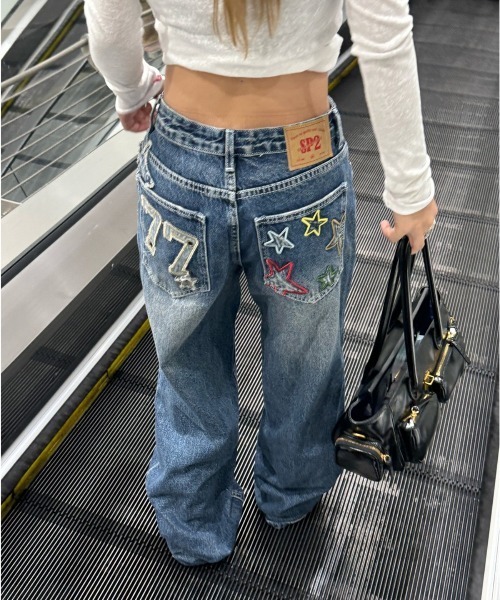 「center i」 デニムパンツ X-SMALL ブルー レディース_画像7