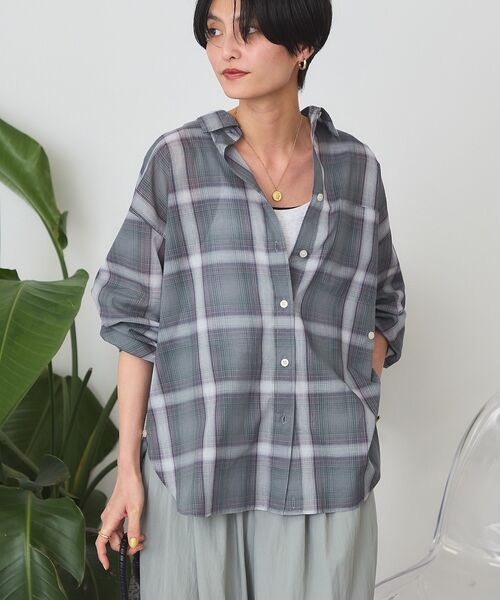 「AMERICAN HOLIC」 長袖シャツ L グリーン レディース_画像2