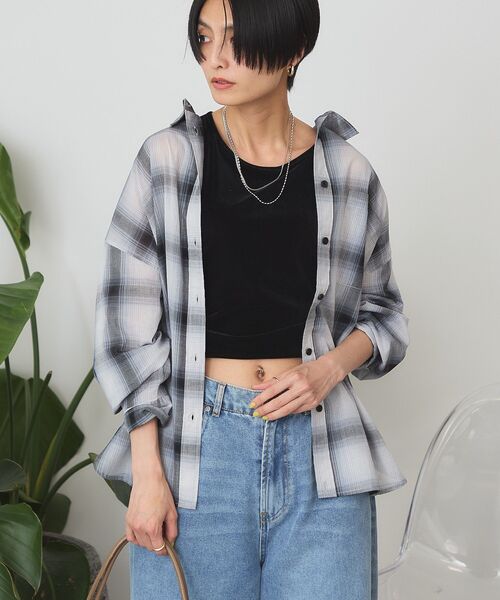「AMERICAN HOLIC」 長袖シャツ L グリーン レディース_画像9