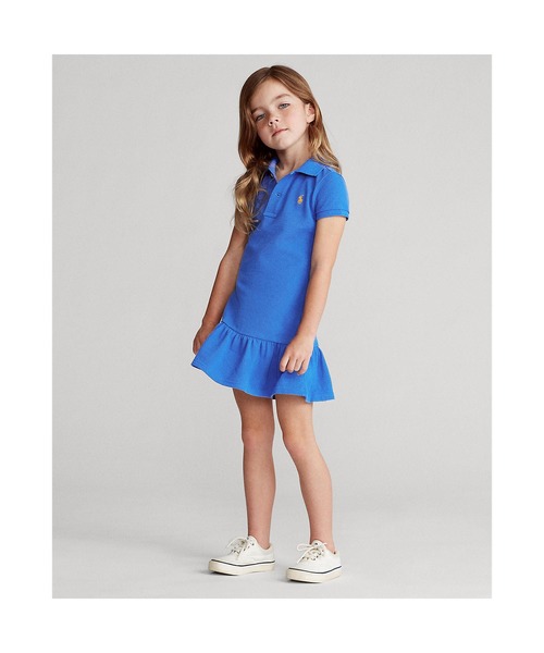 ワンピース コットン メッシュ ポロドレス RALPH ラルフ コットン メッシュ POLO LAUREN CHILDRENSWEAR，ポロ ローレン