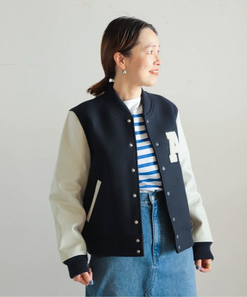 NOMBRE IMPAIR スタジャン ロゴ刺繍入リ スタジャン レディース