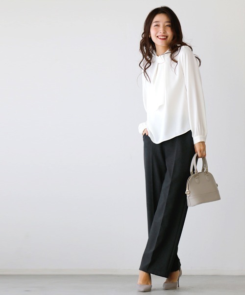 ブラウス シャツ 結ばなくて大丈夫。着るだけで完成！ボウタイブラウス レディース Ehre style ブラウス シャツ 結ばなくて大丈夫。着るだけで完成