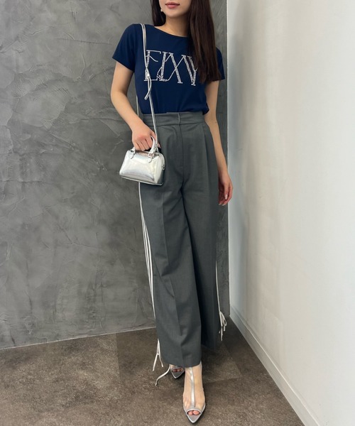 ツイードワイドパンツ　eimy istoire eimy istoire パンツ カッティングツイードストレートパンツ