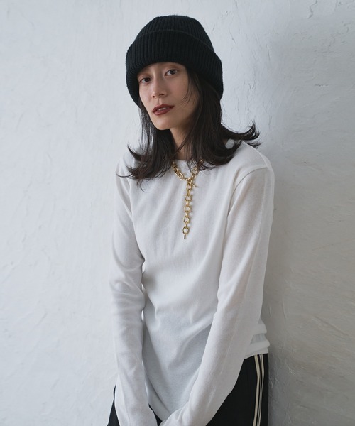 tシャツ ミニワッフル長袖カットソー -手洗い可- レディース