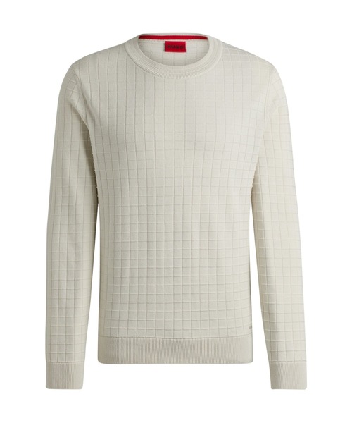 HUGO セーター ニット レギュラーフィット グリッドパターン コットン