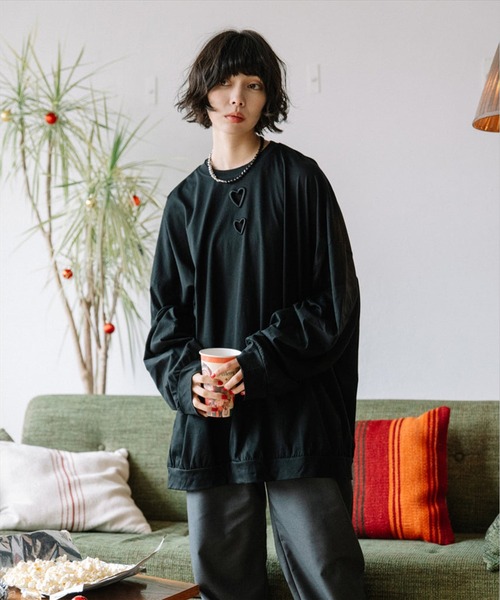 tシャツ heart die cutting L/S tee レディース